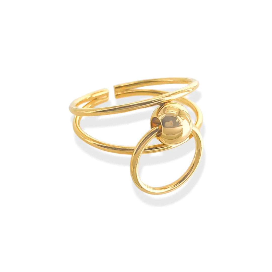 Pierced Double Band Ring, Gold