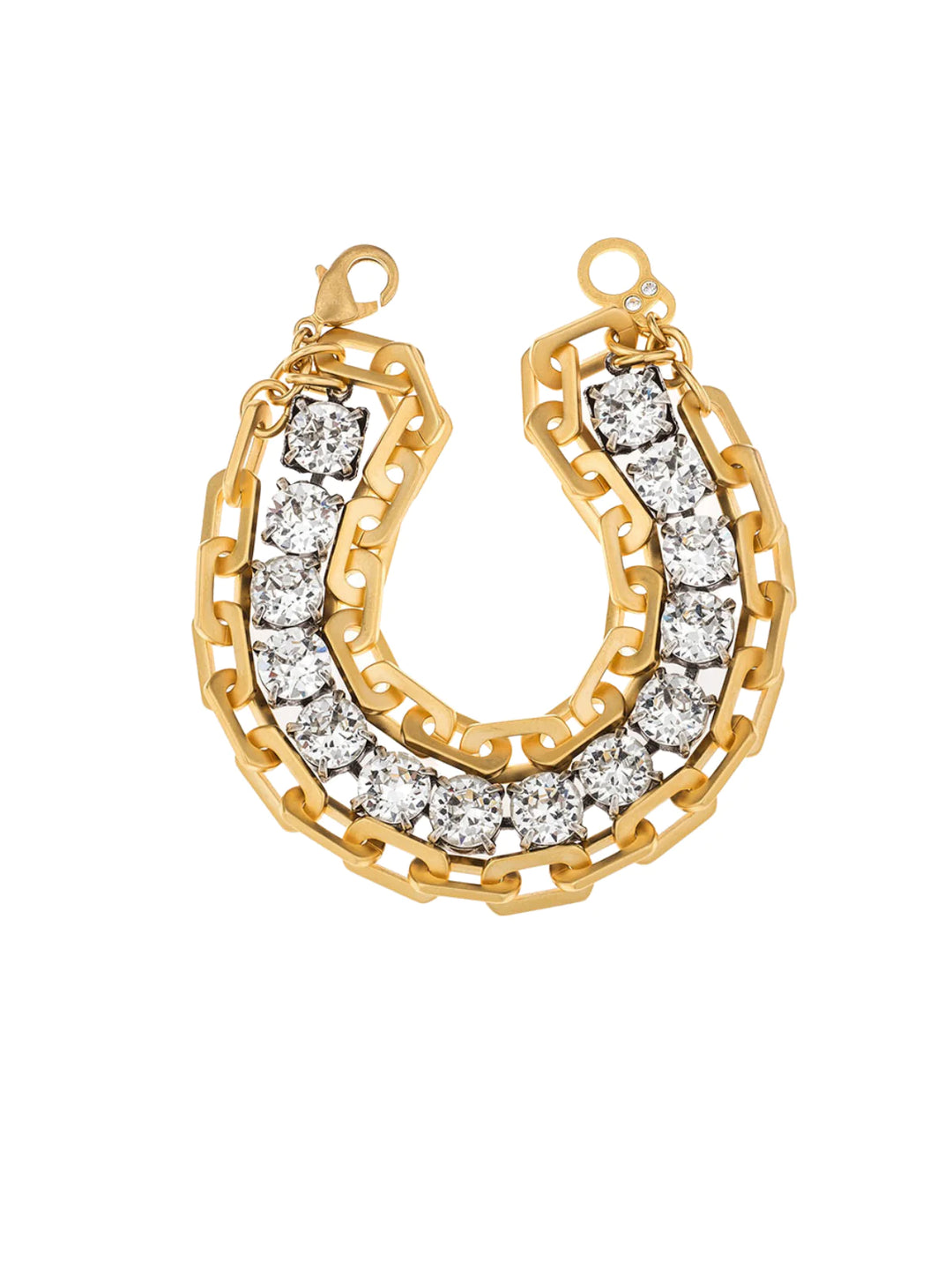 Triple Strand Gold Honfleur Chain & Clear Euro Crystal Bracelet