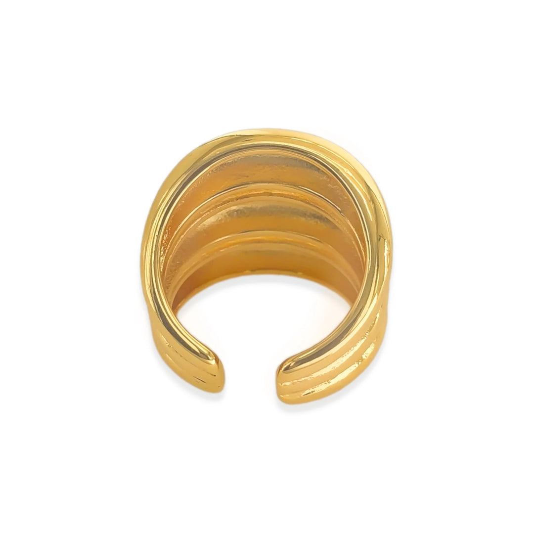 Puffed 3 Band Ring, Gold
