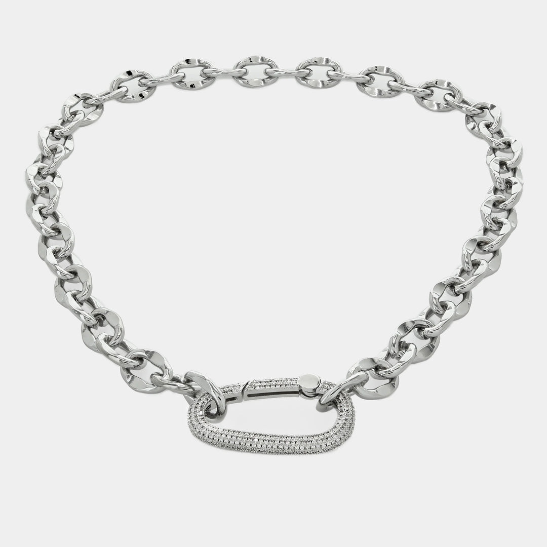 CZ Carabiner Glossy Chain Necklace