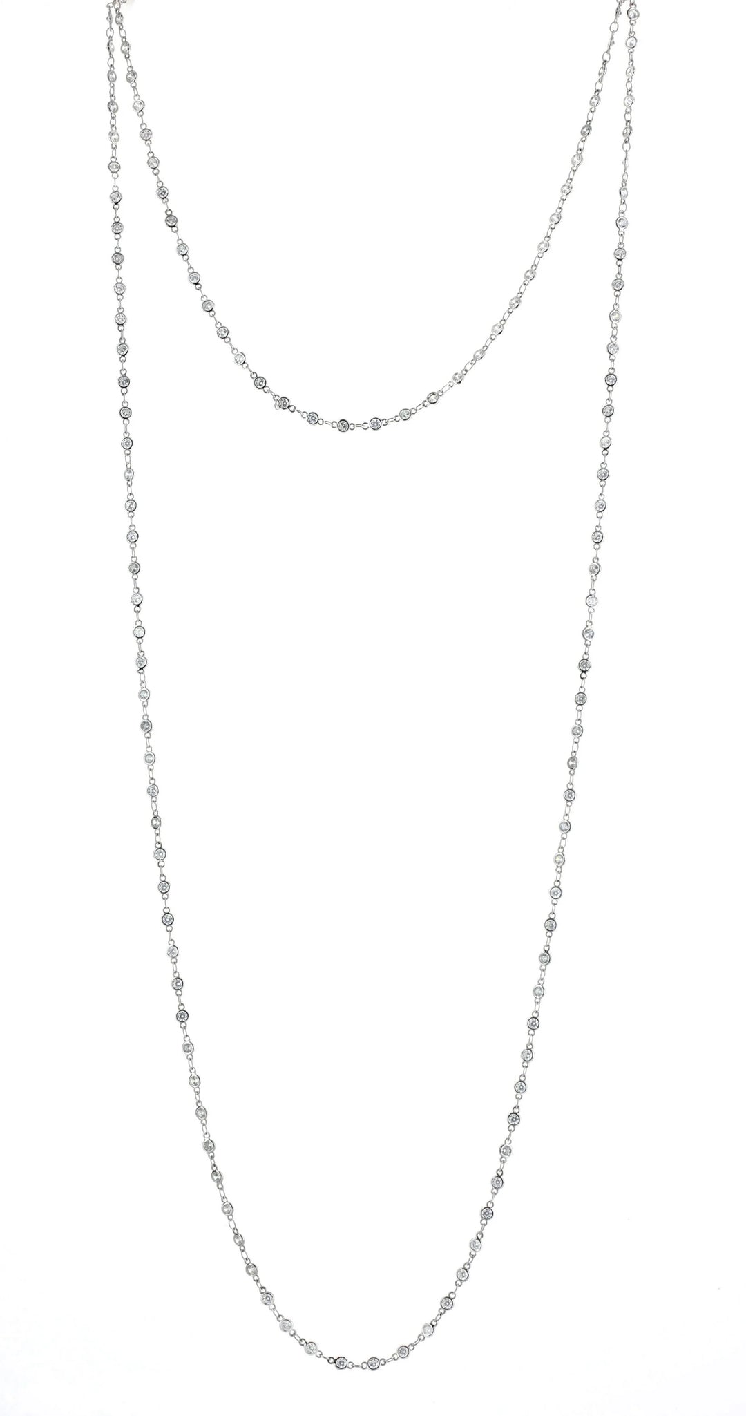 60" Super Long 4mm CZ Chain Necklace, Silver
