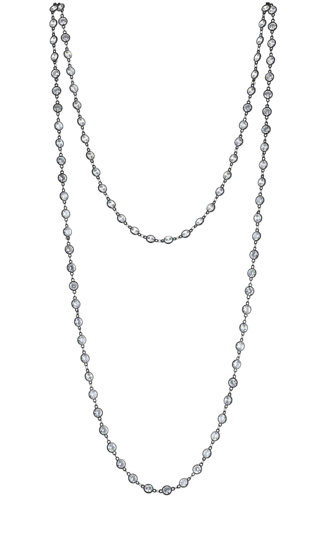 60" Super Long 8mm CZ Chain Necklace, Hematite