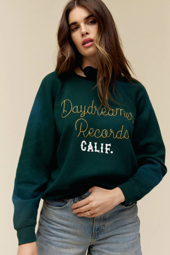 Daydreamer Records Rope Vintage Sweatshirt, Sun Faded Green