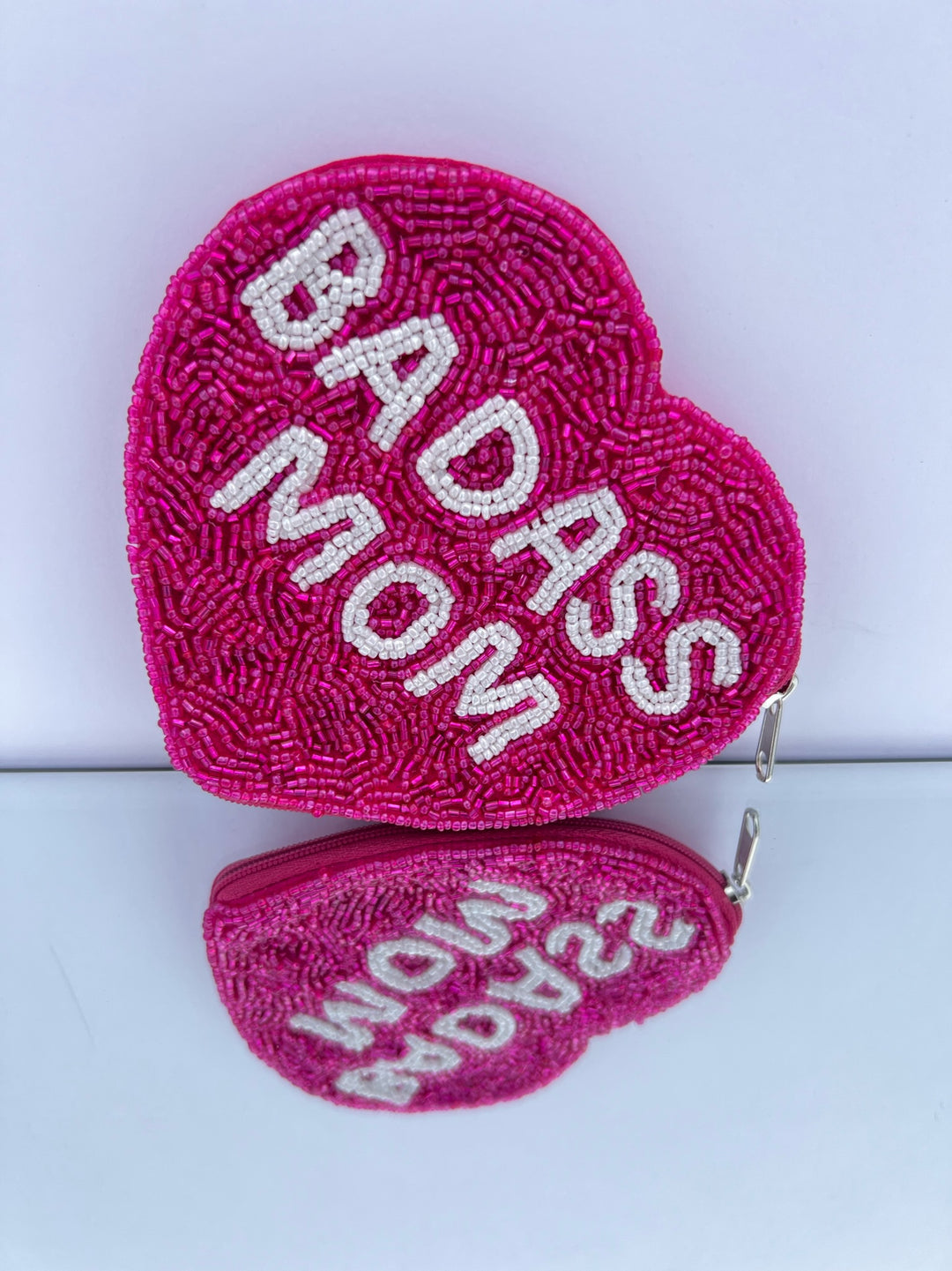 Heart Mom Beaded Coin Purse