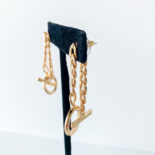 Toggle Chain Drop Earrings Gold