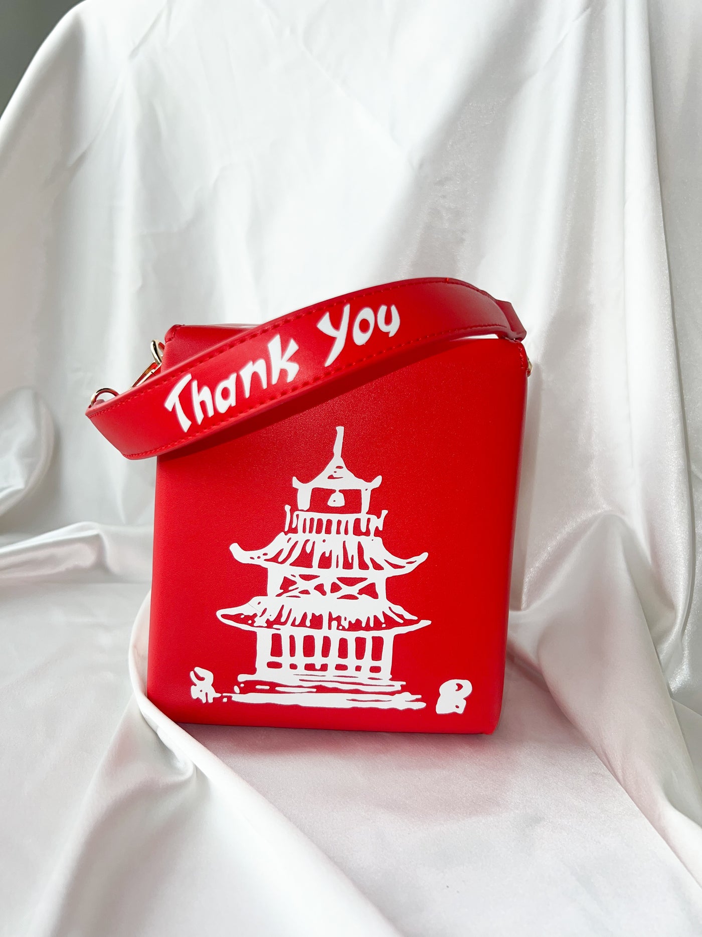 Thank You Take Out Bag Short Strap, Red