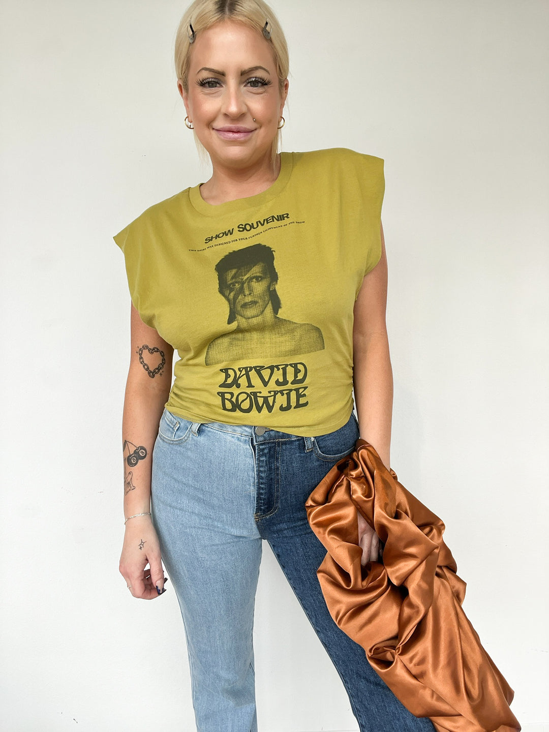 David Bowie Show Flyer Banded Tee, Green Oasis