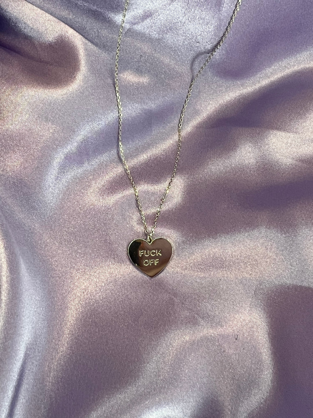 Fuck Off Heart Pendant Necklace, Silver