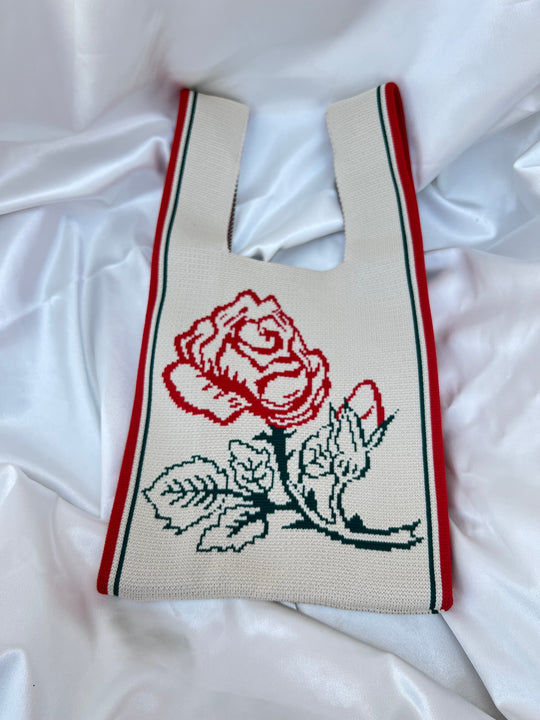 Rose Knit Shopper Tote