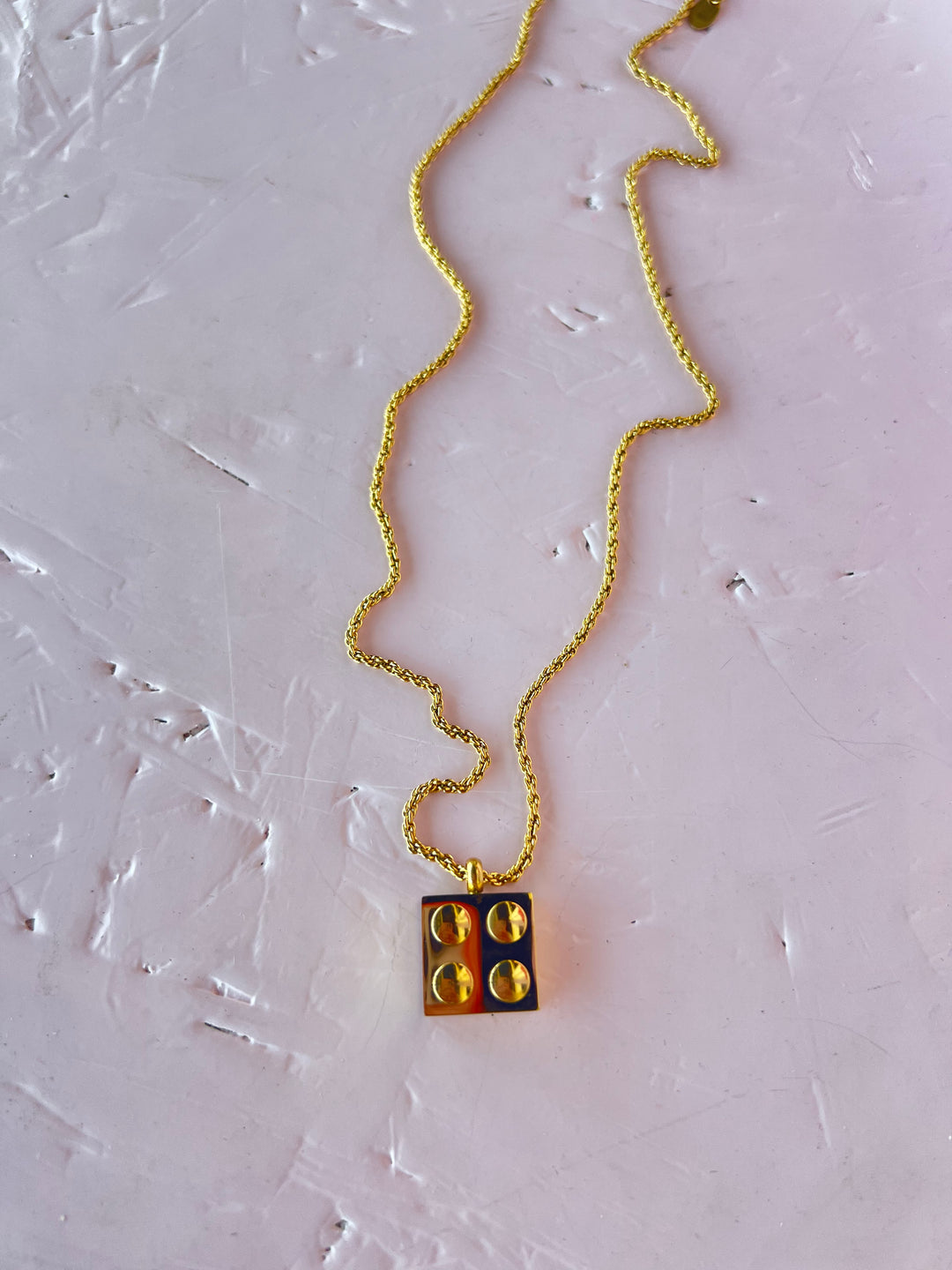Gilded Lego Necklace, Gold